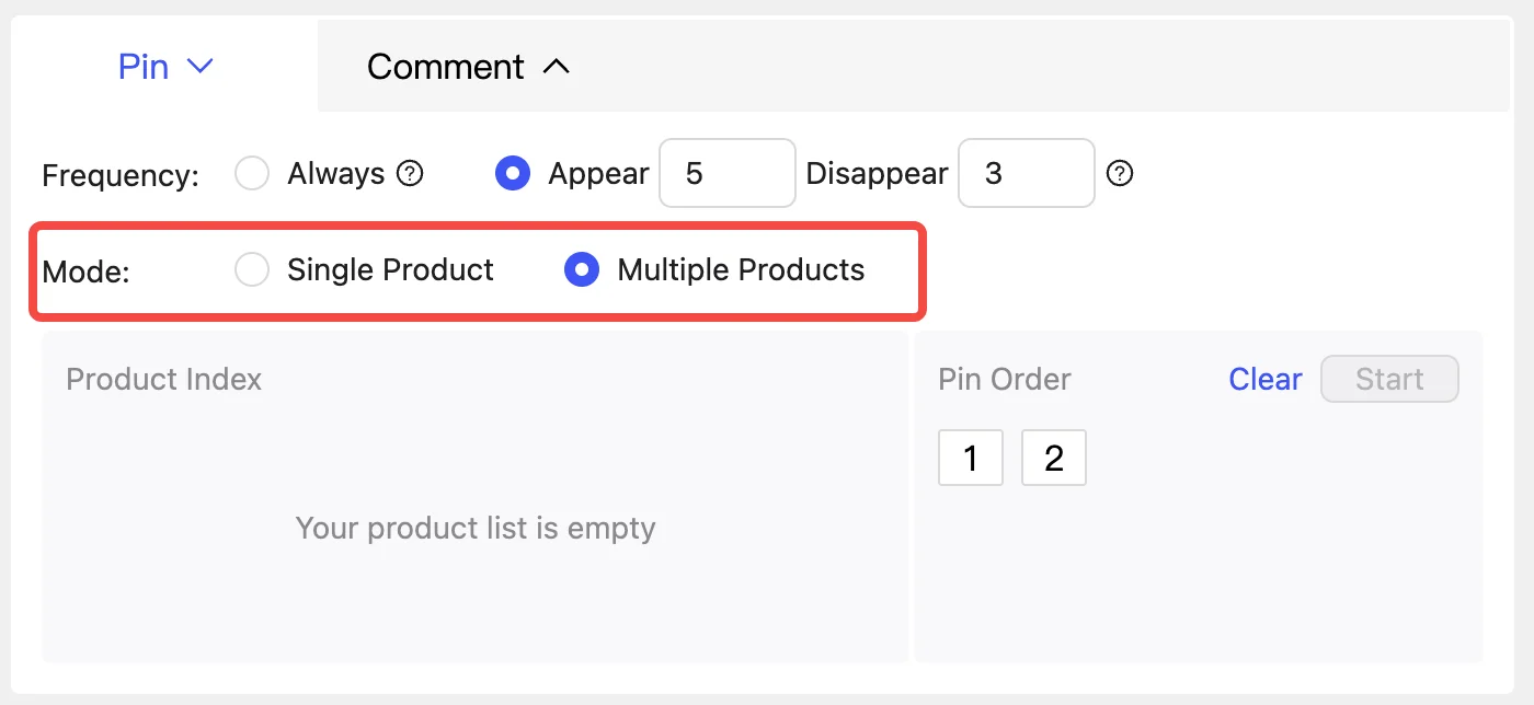 Choose the Multiple Products mode