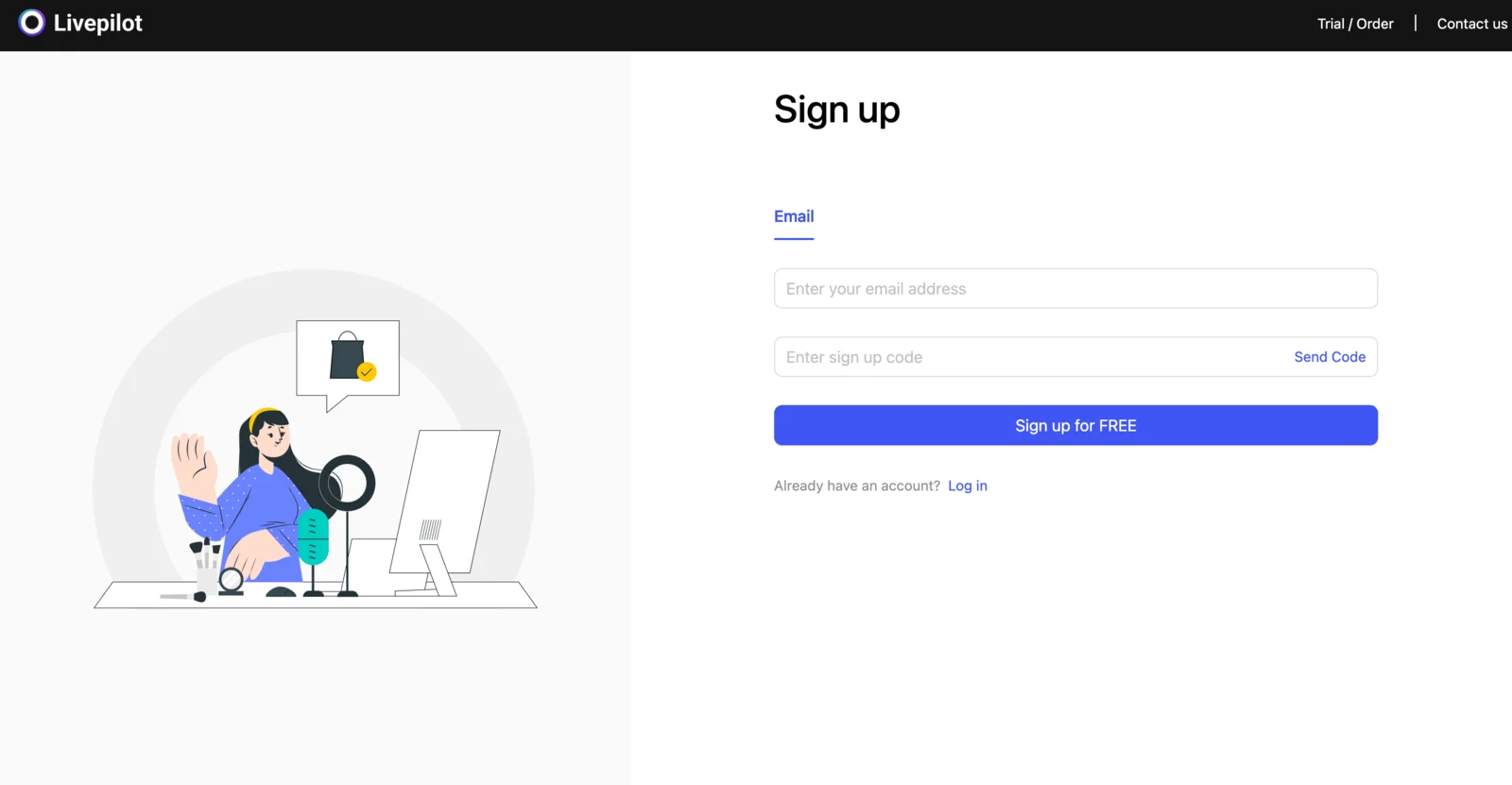 Registration page